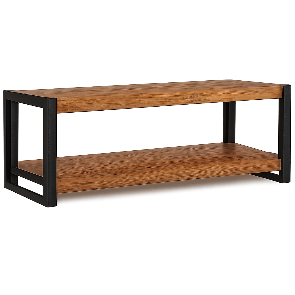 Moderner Akazienholz Couchtisch 120x50x38 cm mit Stauraum