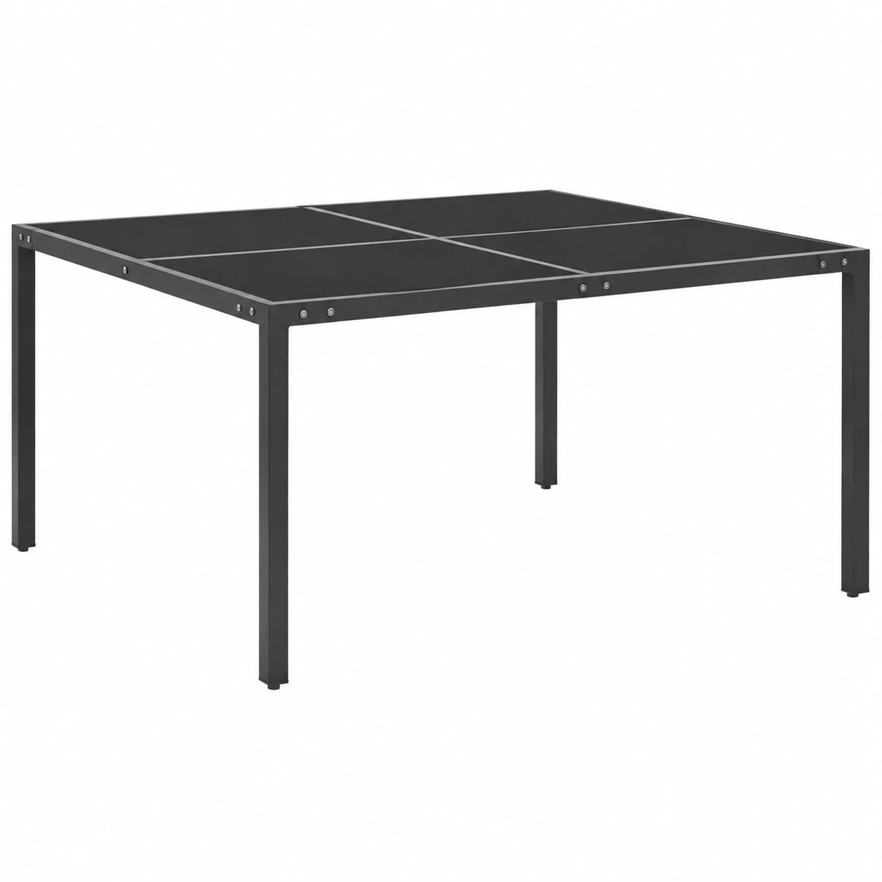 Gartentisch aus Stahl und Glas in Anthrazit, 130x130x72 cm – Ideal für Terrasse und Balkon