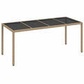 Moderner Poly-Rattan Gartentisch Beige, 190x90x75cm, Wetterfest mit Stahlrahmen für Terrasse und Balkon