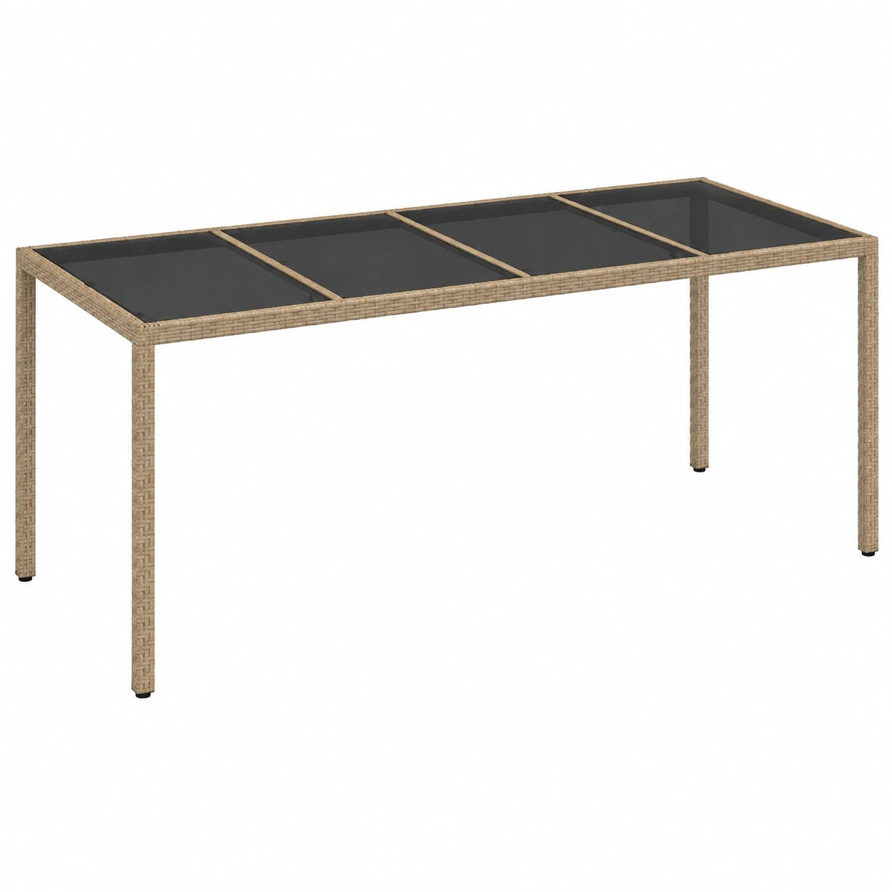 Moderner Poly-Rattan Gartentisch Beige, 190x90x75cm, Wetterfest mit Stahlrahmen für Terrasse und Balkon