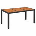 Moderner Gartentisch mit Holzoberfläche, Schwarz, 150x90x75 cm, Poly Rattan