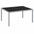 Runder Gartentisch aus Stahl und Glas, 130 cm, Grau