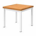 Teakholz Beistelltisch für Garten & Terrasse, 45x45x38cm, Edelstahlrahmen