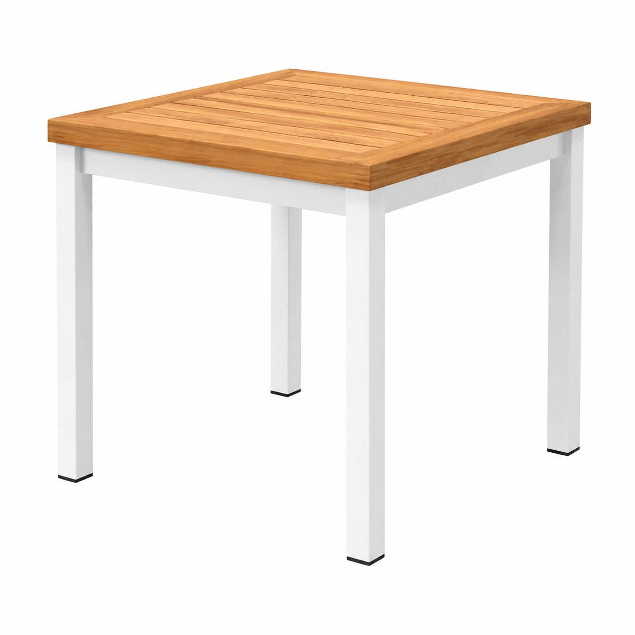 Teakholz Beistelltisch für Garten & Terrasse, 45x45x38cm, Edelstahlrahmen