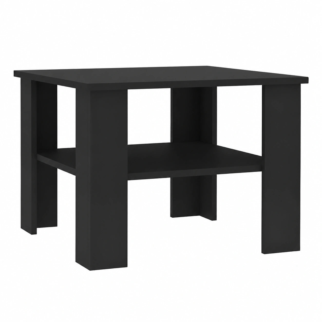 Schwarzer Couchtisch mit Ablagefach aus Holzwerkstoff, 60x60x42 cm
