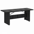 Moderner Gartentisch aus Poly-Rattan mit Glasplatte und Stahlrahmen, 240x90x75 cm, Schwarz