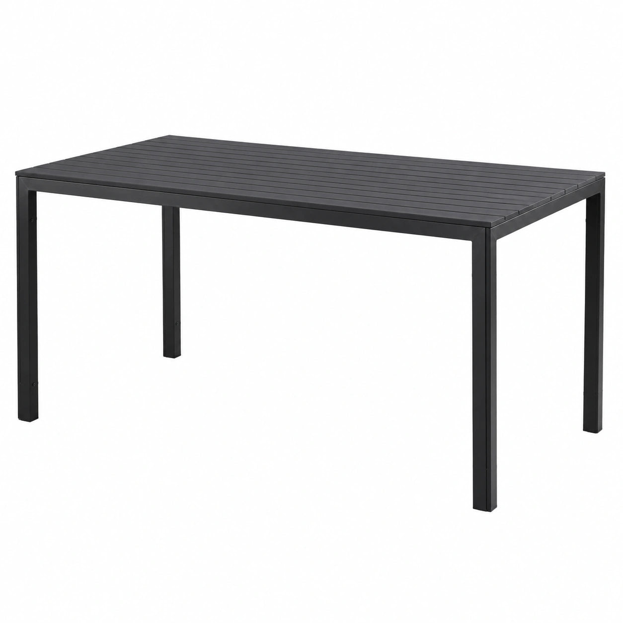 THOMAS - Stilvoller Gartentisch 156x78 cm mit Stahlrahmen und langlebiger Polyethylenplatte in Holzoptik (Anthrazit)