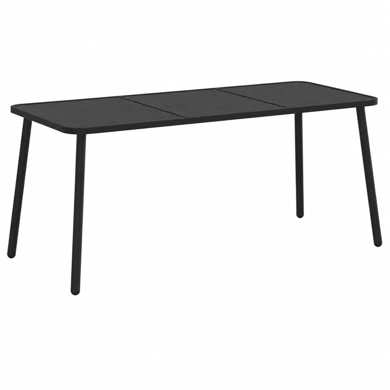Moderner Gartentisch mit Lattenoptik, Stahlgestell, Anthrazit, 165x80x71 cm