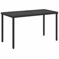 Moderner Garten-Esstisch aus Stahl und Poly-Rattan mit Glasplatte, Schwarz