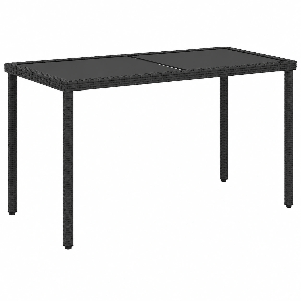 Moderner Garten-Esstisch aus Stahl und Poly-Rattan mit Glasplatte, Schwarz