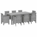 9-teiliges Gartenmöbel-Set in Hellgrau – Rechtecktisch 200 x 100 cm und 8 Stühle aus langlebigem Polypropylen für Balkon, Terrasse und Garten