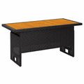 Moderner Gartentisch aus Akazienholz und Polyrattan, Schwarz, 100x50x43/63 cm