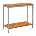 Makastle Outdoor Wandtisch aus Massivholz und Stahl, Natur/Grau, 35x80x75 cm