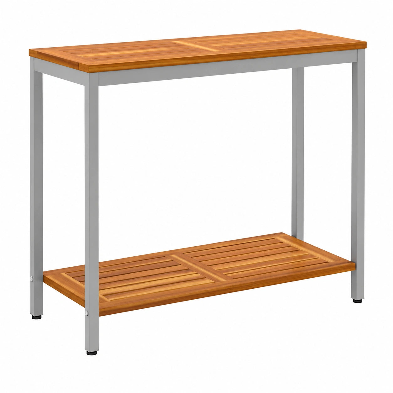 Makastle Outdoor Wandtisch aus Massivholz und Stahl, Natur/Grau, 35x80x75 cm