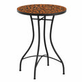Runder Mosaiktisch aus Keramik mit Eisenrahmen für den Garten, Ø50x70 cm, Terrakotta